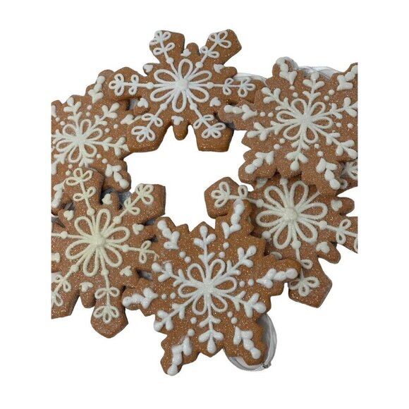 Christmas Gingerbread Snowflake Cookie Ornaments 4in Lot 6 Glitter Decor Holiday - Picture 2 of 9